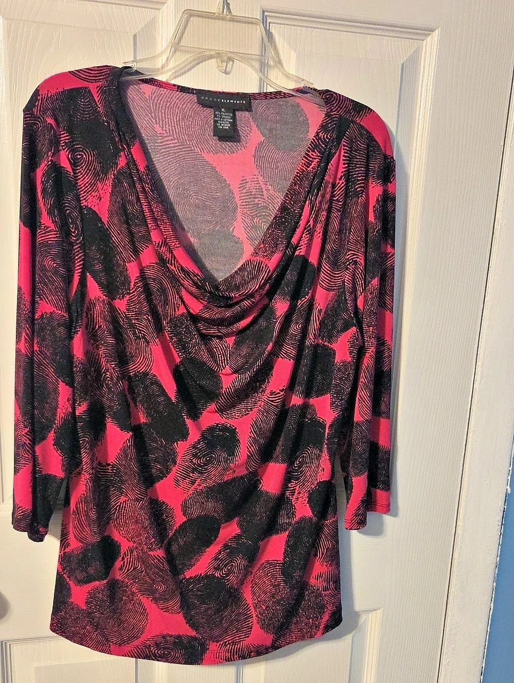 Grace Elements Abstract Drape Neck Tunic in Pink & Black Size XL